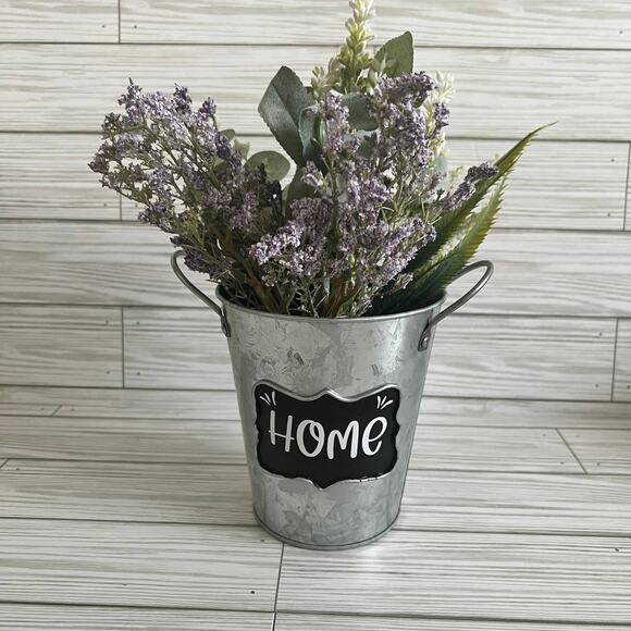Ashland Custom "Home" Rustic Farmhouse Galvanized Tin Bucket Decor - Picture 1 of 8